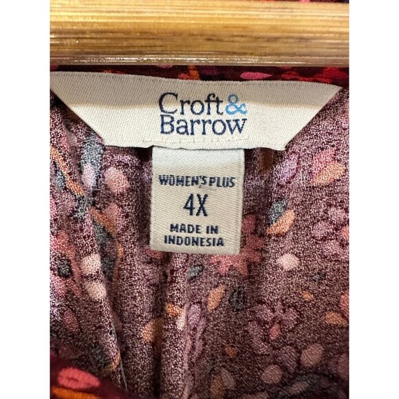 Croft & Borrow Womans Floral Top Size 4X Boho Western Peasant Beachy Hippie Work - Picture 2 of 12
